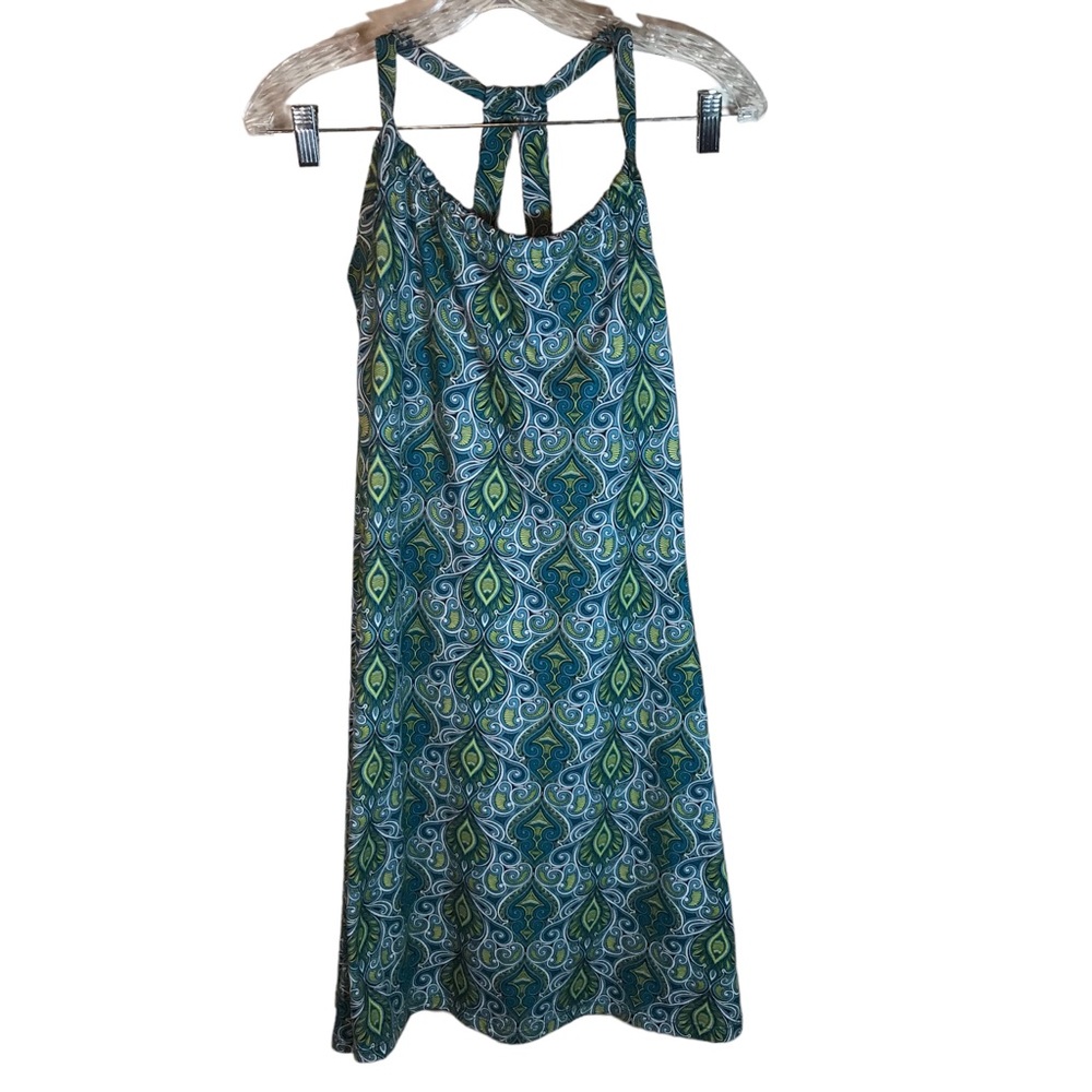 Prana women’s halter sleeveless summer dress S kneelength paisley green